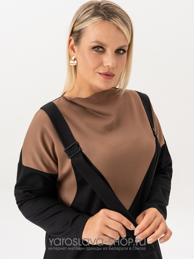 Женское трикотажное платье с имитацией верхнего сарафана