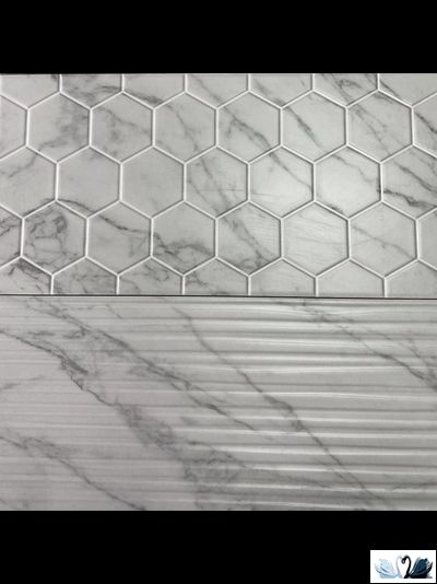 Плитка настенная Belani Marble Декор Гексо 30 х 60 см под мрамор шестиугольники Береза керамика