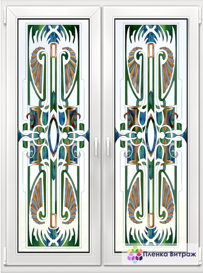 Витражная пленка, витражная пленка самоклеющаяся, пленочный витраж с классическим рисунком матовая