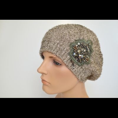 Берет Vizio 1528 BO бежевый стразы