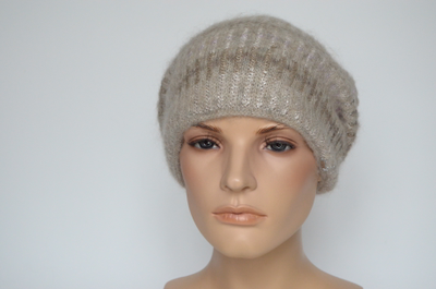 Бежевый женский берет со стразами Vizio Италия 8007 В