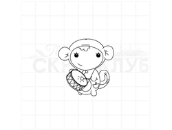Штамп новогодний карнавальный костюм детский обезьянка с барабаном обезьяна