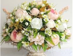 Популярная композиция из искусственных цветов в вазе - ладья № С040 - можно купить у нас в магазине