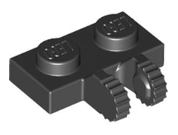 Hinge Plate 1 x 2 Locking with 2 Fingers on Side and 9 Teeth, Black (60471 / 4515340)