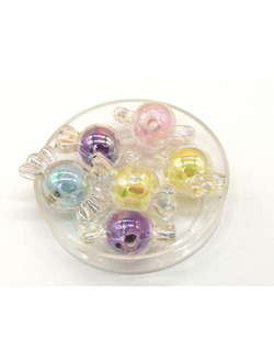 Бусины пластиковые фигурные, 10 мм конфета микс