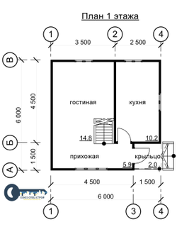Д-10 ДАЧНЫЙ ДОМ ИЗ БРУСА:ГАБАРИТНЫЕ РАЗМЕРЫ: (6Х6М), ОБЩАЯ ПЛОЩАДЬ: 63М²