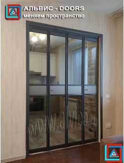 Перегородка-книжка из 4-х створок с доп. отделкой проема