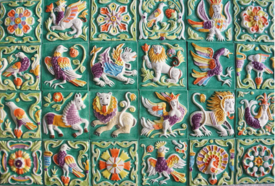 Изразцовая плитка "Древние символы" // 10*10