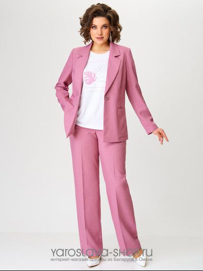 Модель:24-220.Комплект женский 3-х предметный состоящий из жакета, блузки и брюк в цвете пыльная роз