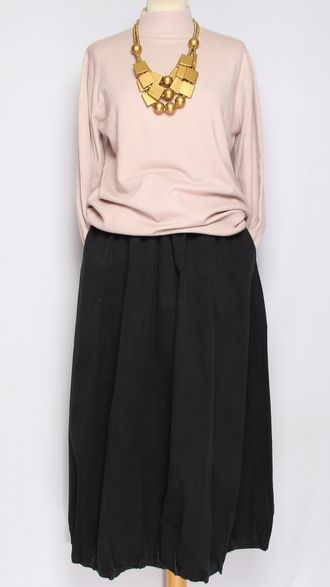 ЮБКА Бохо "Вареный хлопок тюльпан" черная до р.52