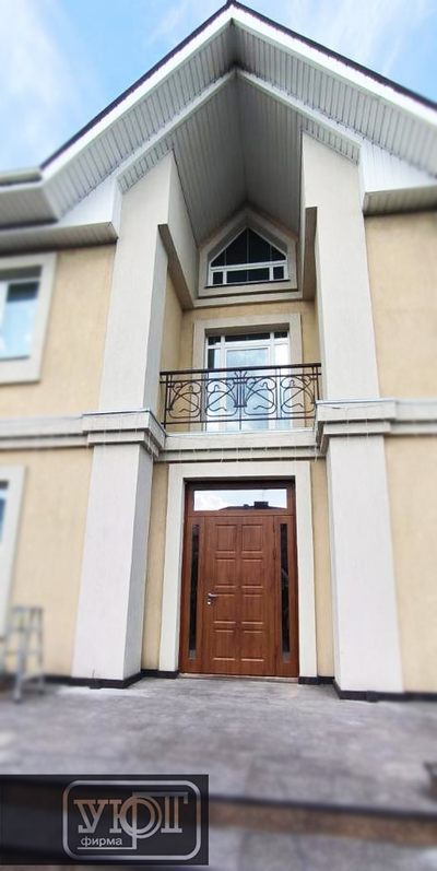 №11. входная дверь с фрамугами в коттедж. плёнка vinorit