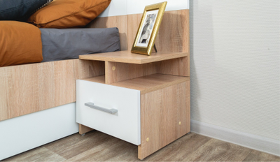 Тумба прикроватная Алёна (2шт) Дуб сонома/Белый