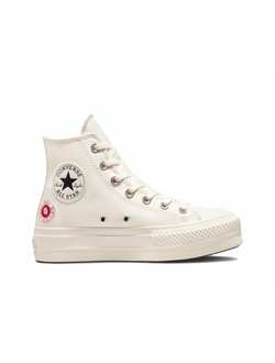 Кеды Converse CTAS Lift Hi Platform белые высокие с вышивкой A02198C