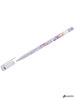 Ручка гелевая Crown "Glitter Metal Jell" серебро с блестками, 1,0мм. MTJ-500GLS(D)