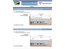 Комплект ящика LX, 95х450мм, Soft-Close БЕЛЫЙ,  (695-9545-02)  TALISMAN *