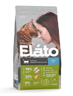 Elato (Элато) корм для кошек с рыбой для красивой шерсти 1,5 кг