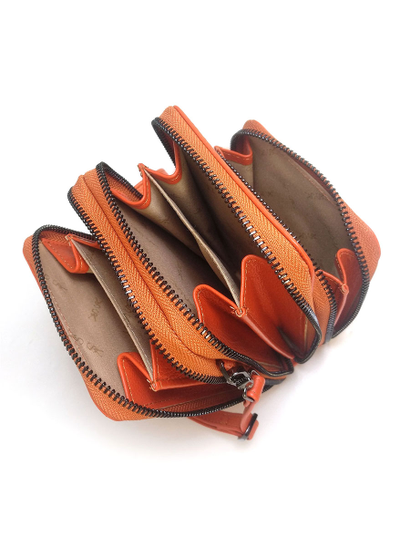 (АРТИКУЛ: 10142/3) СУМКА ЖЕНСКАЯ МАЛЕНЬКАЯ, НАТУРАЛЬНАЯ КОЖА, ЯРКО-ОРАНЖЕВАЯ, ТРИ ОТДЕЛЕНИЯ, С РЕМЕШКОМ ЧЕРЕЗ ПЛЕЧО