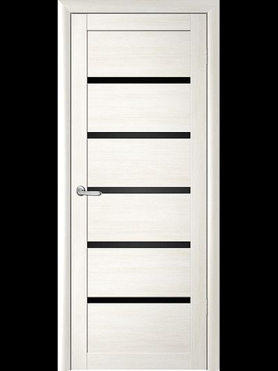 Межкомнатная дверь Кипарис белый, черное стекло