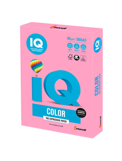 Бумага цветная IQ color БОЛЬШОЙ ФОРМАТ (297х420 мм), А3, 80 г/м2, 500 л., пастель, розовая, PI25