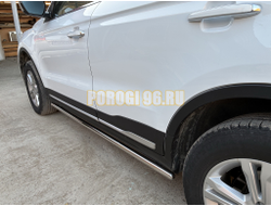 Защита штатного порога труба Папа Тюнинг d42 для BELGEE X70 2024-