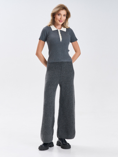 Футболка поло вязаная с коротким рукавом