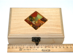 Шкатулка с камнями на крышке "Ромб" (светлая) (149*99*49 мм, 322 г) №11178