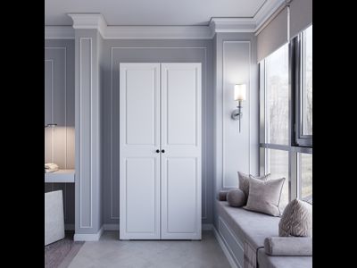 Софт Шкаф 2-х створчатый ШК-01 (1002*2176*372мм), белый/эмаль белая