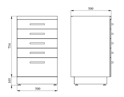 Тумба металлическая с ящиками на подиуме ТМЯ-5.0 Люкс