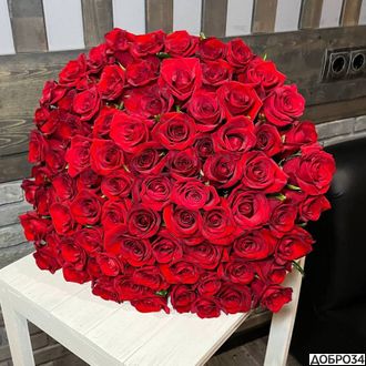 75 высоких красных роз Эйфория фото1