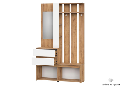 Некст прихожая Дуб Золотой / Белая шагрень