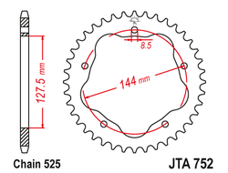 Звезда ведомая алюминиевая JT JTA752.39 (JTA752-39) (A752-39) для Ducati Road