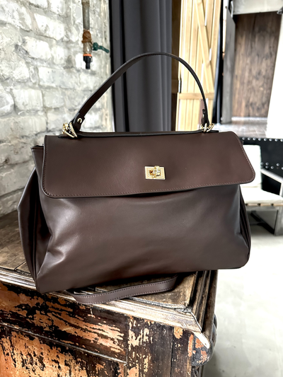 Женская сумка из мягкой натуральной кожи Vera Pelle, цвет коричневый. Арт. 0280801