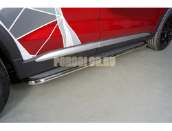 Пороги с площадкой (нерж. лист) 42,4 мм ТСС для Changan CS75 plus 2WD 1.5T 2023-
