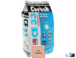 Затирка для плитки Церезит СЕ 33 Розовая, 2 кг, с противогрибковым эффектом