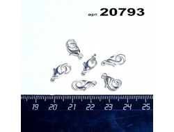 Застежка-карабин арт.20793: цвет "серебро" - 0,4г - с кольцом 12*7мм
