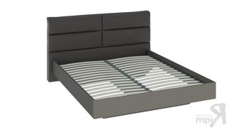 Кровать двуспальная с мягким изголовьем Наоми серого цвета, доступная в интернет магазине мебели .