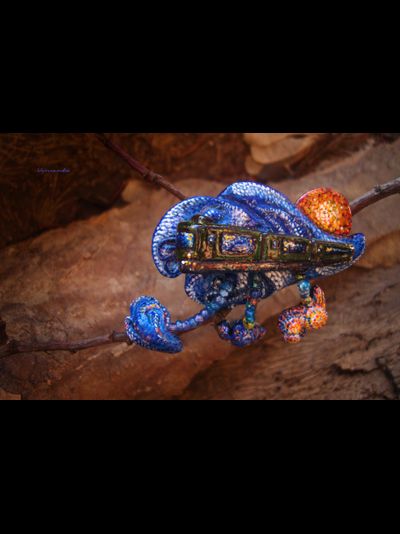 Волшебная брошь в стиле Ван Гога &quot;Звёздный рейс. Поезд Сумерки-Заря&quot;