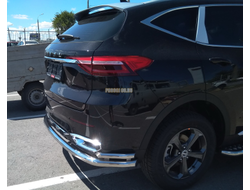 Защита заднего бампера угловая большая двойная d60/42 для Haval F7 (2019-2022)