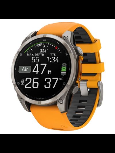 Часы Garmin Fenix 8 —47mm AMOLED Sapphire Titanium Spark Orange / Graphite
