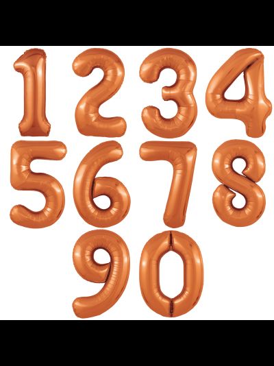 Цифра фольгированная с гелием "Папайя" оранжевый 104 см
