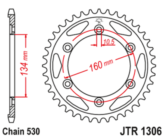 Звезда ведомая (40 зуб.) RK B6893-40 (Аналог: JTR1306.40) для мотоциклов Honda