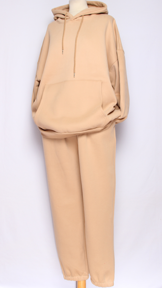 Костюм тройка: худи, брюки, жилет."Теплый с жилетом" бежевый р.48-50