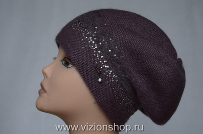 Сиреневый берет женский вязаный Италия Vizio 6490 фото