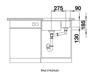 Мойка Blanco SUBLINE 350/150-U PuraPlus с отв.арм. InFino, 523747