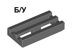 ! Б/У - Tile, Modified 1 x 2 Grille with Bottom Groove / Lip, Dark Bluish Gray (2412b / 4210631) - Б/У