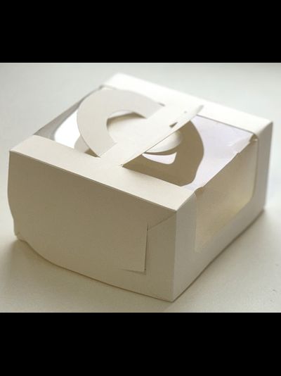 Коробка для бенто-торта с/о с/р (белая), 140*140*80мм