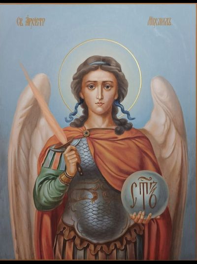 Михаил Архангел, святой Архистратиг. Рукописная икона.