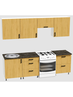 Кухня Эконом 1,8 метра (600х600х600) Цвет: Дуб Сонома/Дуб Сонома