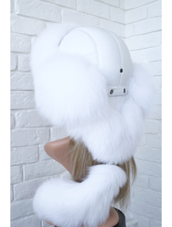 Ушанка "Северное сияние" цвет белый + белый