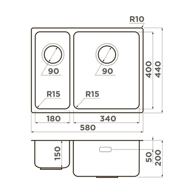 Мойка OMOIKIRI TADZAVA 58-2-U/I-IN ULTRA 15 IN-R